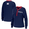 thumbnail image 1 of Women's WEAR by Erin Andrews Navy New England Patriots Waffle Henley Long Sleeve T-Shirt, 1 of 3