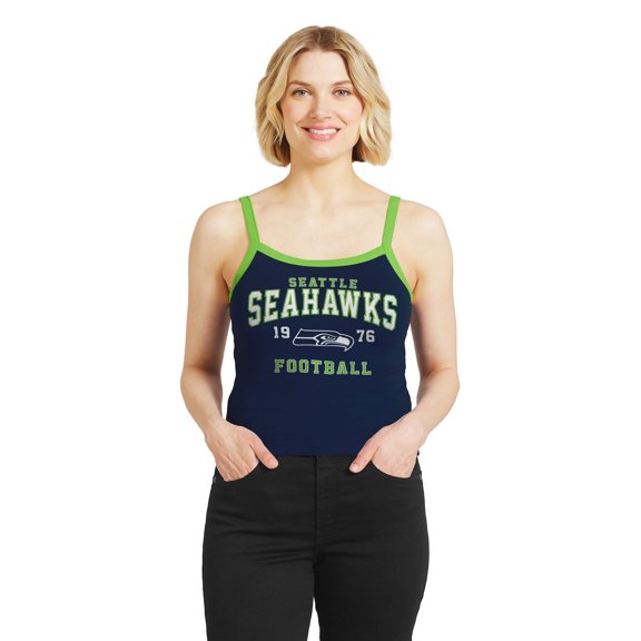 Women's WEAR by Erin Andrews Navy Seattle Seahawks Colorblock Racerback Tank Top