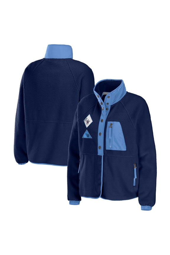 Women's WEAR by Erin Andrews Navy Tennessee Titans Polar Fleece Raglan Full-Snap Jacket