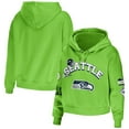 thumbnail image 1 of Women's WEAR by Erin Andrews Neon Green Seattle Seahawks Plus Size Modest Cropped Pullover Hoodie, 1 of 3