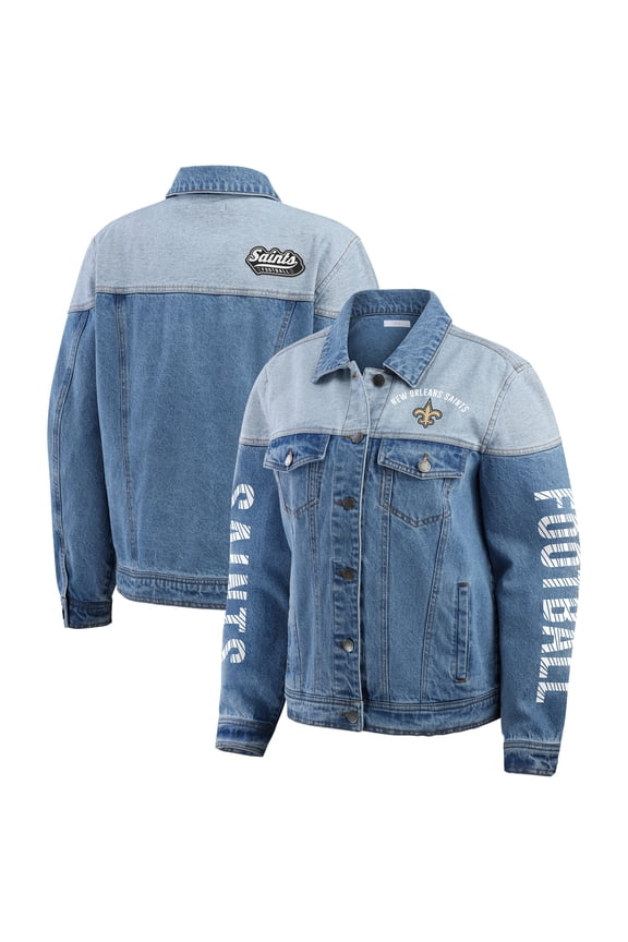 Women's WEAR by Erin Andrews New Orleans Saints Full-Button Denim Jacket