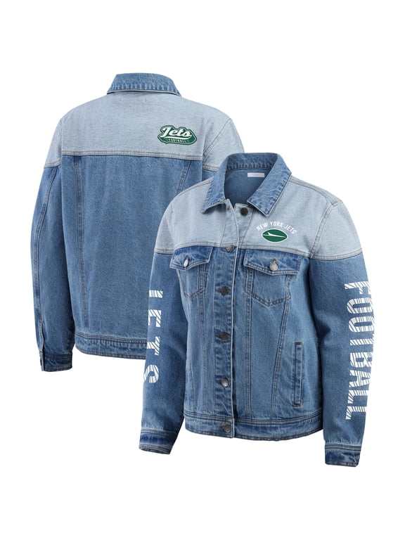 Women's WEAR by Erin Andrews New York Jets Full-Button Denim Jacket