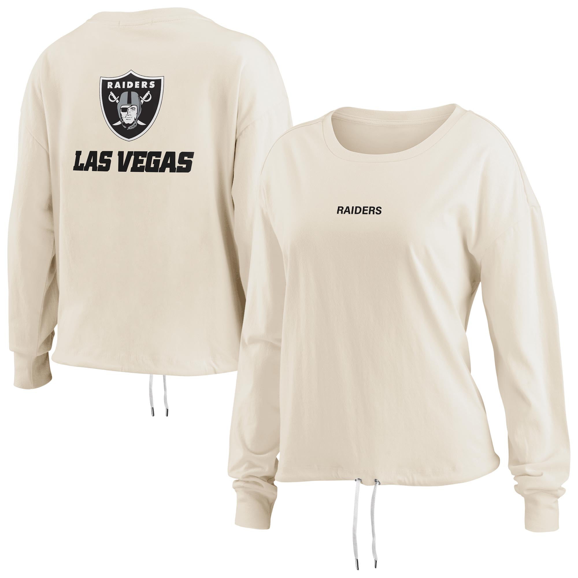 WEAR by Erin Andrews Women's WEAR by Erin Andrews Oatmeal Las Vegas Raiders  Long Sleeve Crop Top Shirt