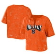 thumbnail image 1 of Women's WEAR by Erin Andrews Orange Syracuse Orange Bleach Wash Splatter Cropped Notch Neck T-Shirt, 1 of 3