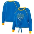 thumbnail image 1 of Women's WEAR by Erin Andrews Powder Blue/Yellow Los Angeles Chargers Tie-Front Long Sleeve Top, 1 of 4