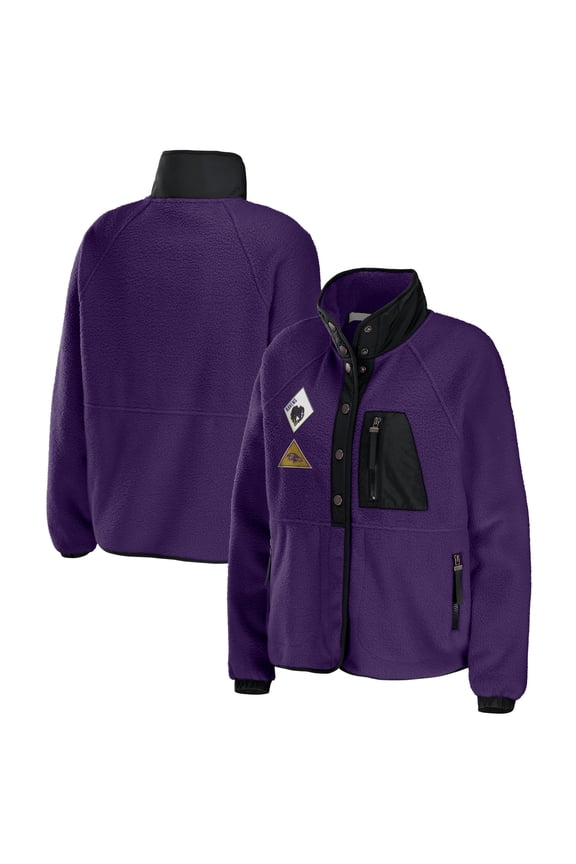 Women's WEAR by Erin Andrews Purple Baltimore Ravens Polar Fleece Raglan Full-Snap Jacket