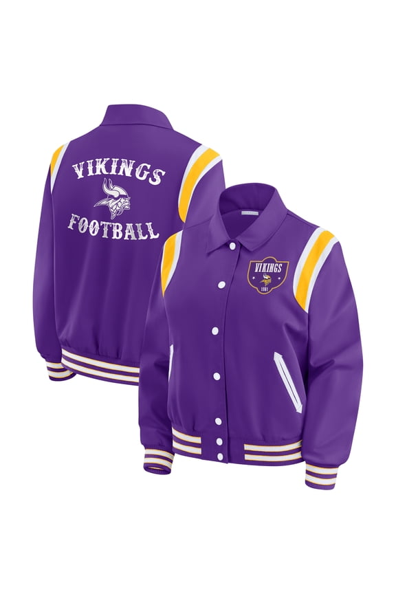 Women's WEAR by Erin Andrews Purple Minnesota Vikings Varsity Lightweight Full-Snap Jacket