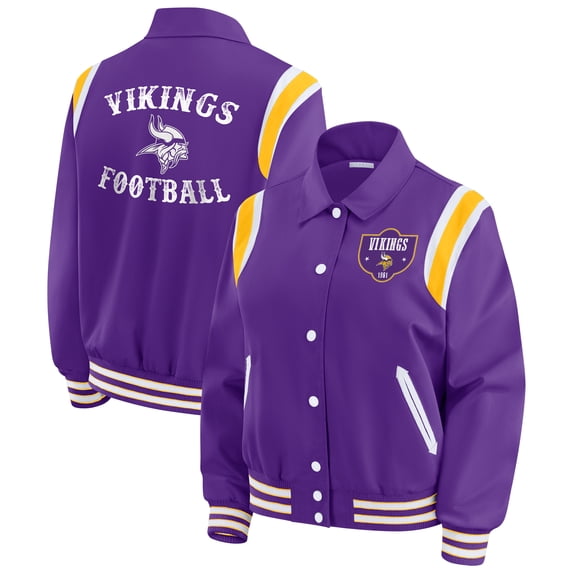 Women's WEAR by Erin Andrews Purple Minnesota Vikings Varsity Lightweight Full-Snap Jacket