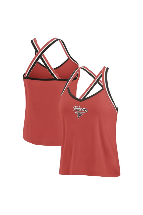 Women's WEAR by Erin Andrews Red Atlanta Falcons Cross Strap Tri-Blend Tank Top