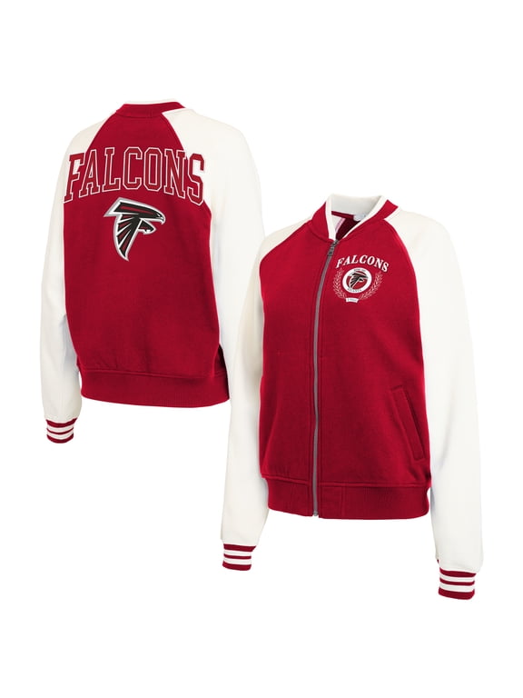 Women's WEAR by Erin Andrews Red Atlanta Falcons Full-Zip Fleece Varsity Jacket