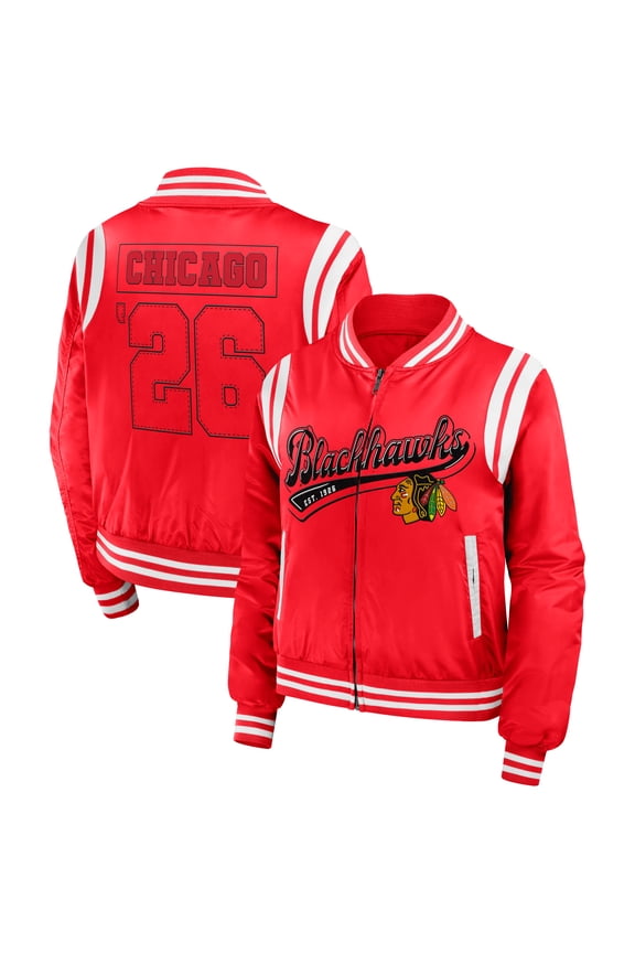 Women's WEAR by Erin Andrews  Red Chicago Blackhawks Baller Full-Zip Bomber Jacket
