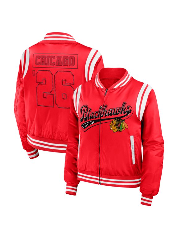 Women's WEAR by Erin Andrews Red Chicago Blackhawks Baller Full-Zip Bomber Jacket