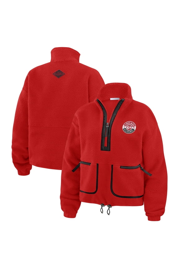 Women's WEAR by Erin Andrews Red Chicago Blackhawks Polar Fleece Half-Zip Jacket