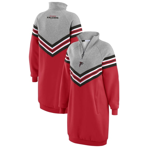 Women's WEAR by Erin Andrews Red/Heather Gray Atlanta Falcons Chevron Stripe Dress