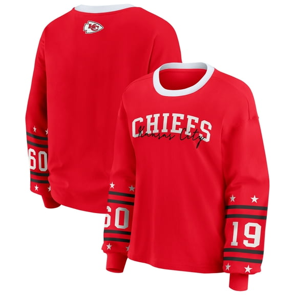 Women's WEAR by Erin Andrews Red Kansas City Chiefs Plus Size Sport Long-Sleeve T-Shirt
