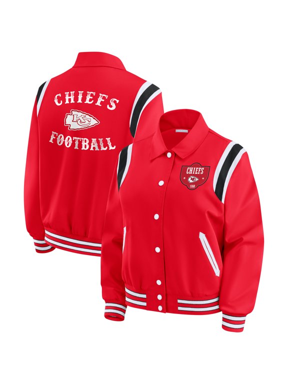 Women's WEAR by Erin Andrews Red Kansas City Chiefs Varsity Lightweight Full-Snap Jacket