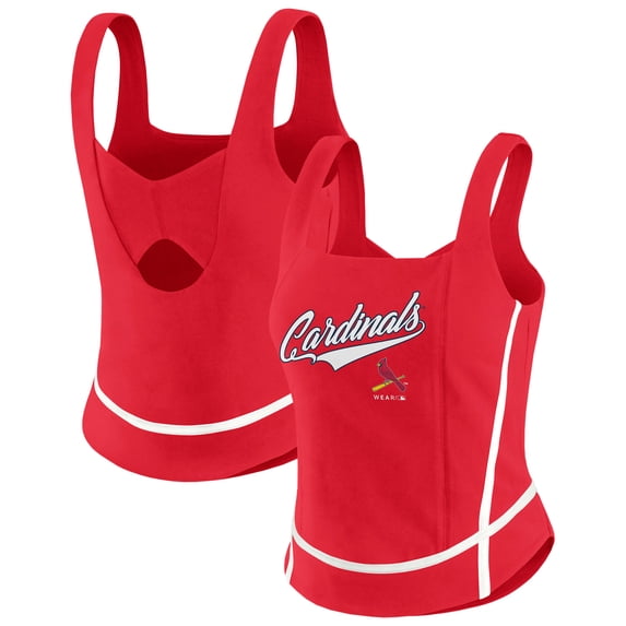 Women's-WEAR by Erin Andrews Red St. Louis Cardinals Square Neck Tank Top