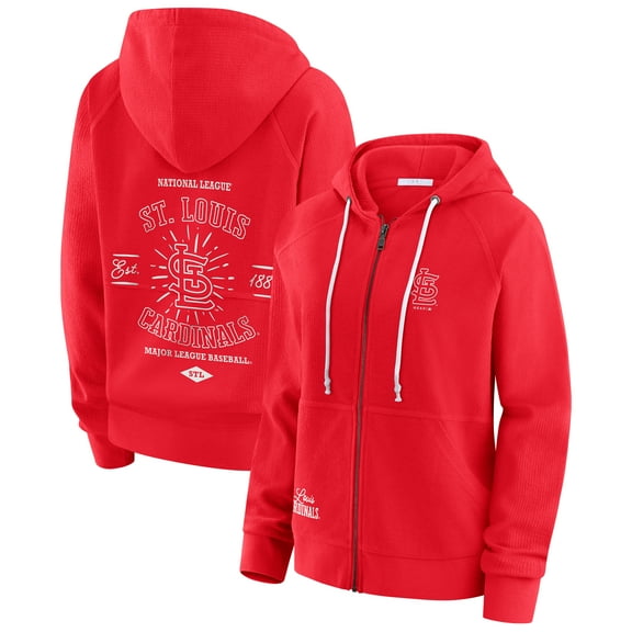 Women's WEAR by Erin Andrews Red St. Louis Cardinals Vintage Full-Zip Raglan Hoodie