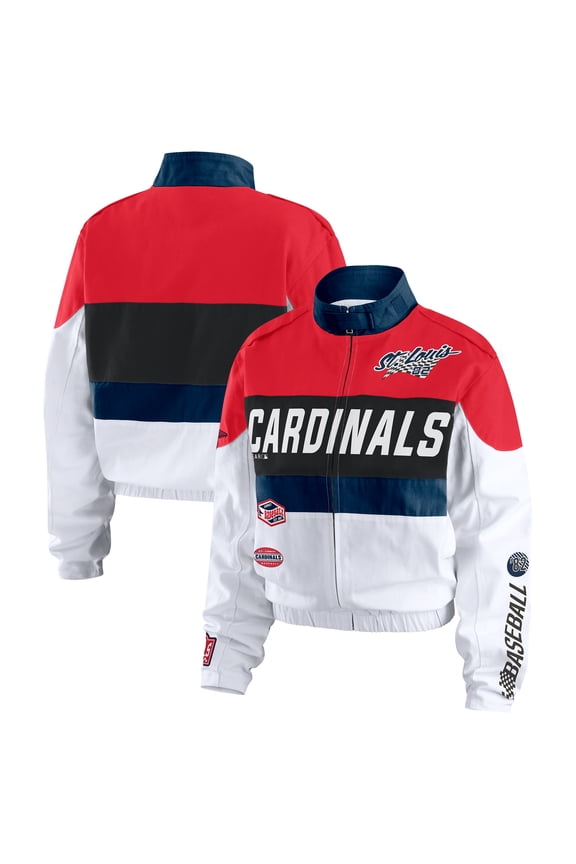 Women's WEAR by Erin Andrews  Red/White St. Louis Cardinals Racing Full-Zip Jacket