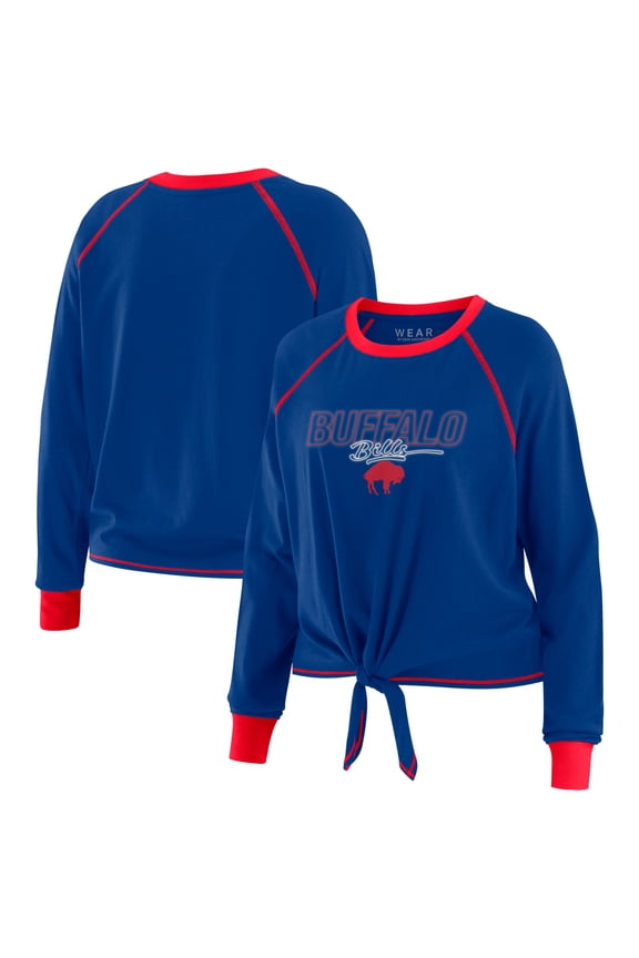 Women's WEAR by Erin Andrews Royal Buffalo Bills Tie-Front Long Sleeve T-Shirt