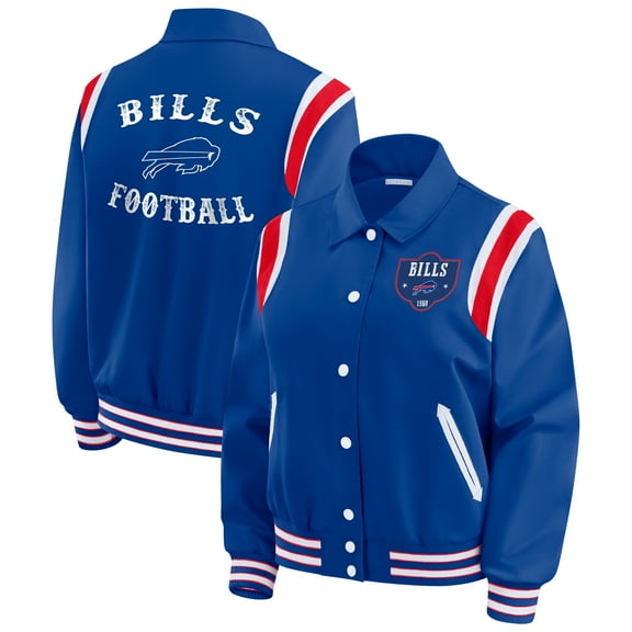 Women's WEAR by Erin Andrews Royal Buffalo Bills Varsity Lightweight Full-Snap Jacket