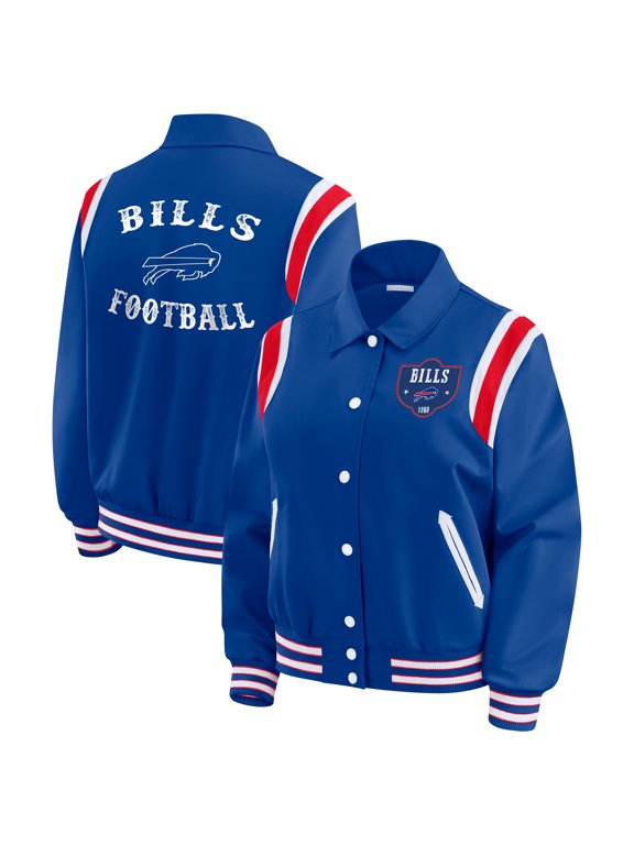 Women's WEAR by Erin Andrews Royal Buffalo Bills Varsity Lightweight Full-Snap Jacket