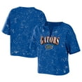 thumbnail image 1 of Women's WEAR by Erin Andrews Royal Florida Gators Bleach Wash Splatter Cropped Notch Neck T-Shirt, 1 of 3