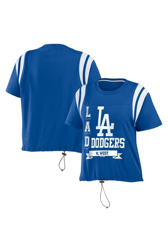 Women's WEAR by Erin Andrews Royal Los Angeles Dodgers Cinched Colorblock T-Shirt