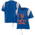 thumbnail image 1 of Women's WEAR by Erin Andrews Royal New York Mets Cinched Colorblock T-Shirt, 1 of 3