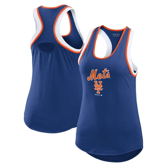 Women's WEAR by Erin Andrews Royal New York Mets Colorblock Racerback Tank Top