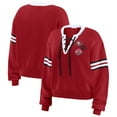 thumbnail image 1 of Women's WEAR by Erin Andrews Scarlet San Francisco 49ers Lace-Up Pullover Sweatshirt, 1 of 4