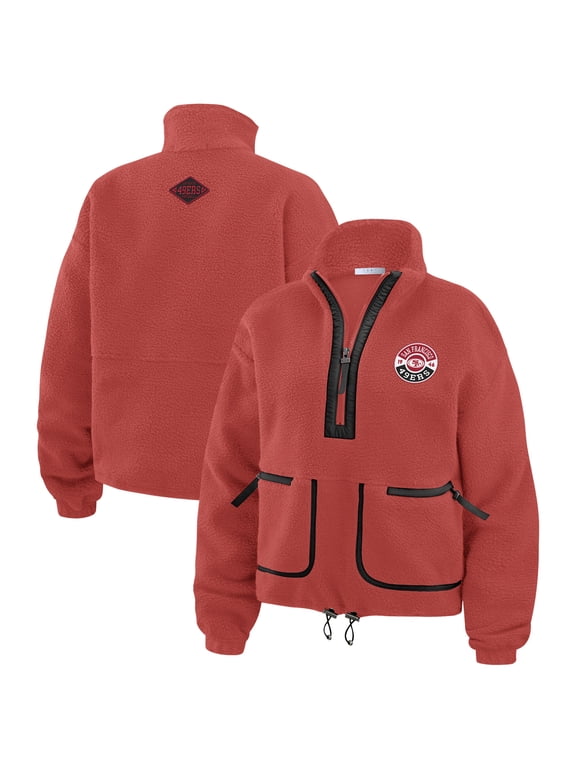 Women's WEAR by Erin Andrews Scarlet San Francisco 49ers Polar Fleece Half-Zip Jacket