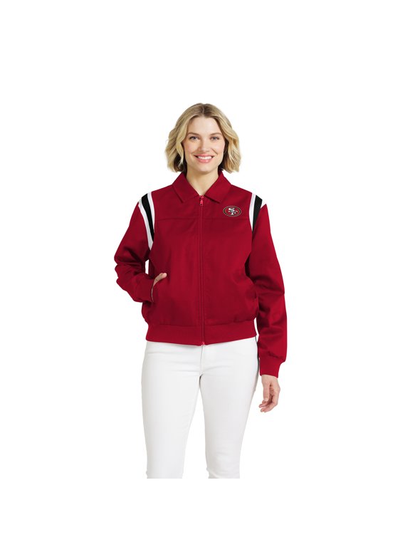 Women's WEAR by Erin Andrews Scarlet San Francisco 49ers Shoulder Stripe Twill Full-Zip Jacket