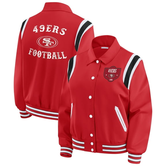Women's WEAR by Erin Andrews Scarlet San Francisco 49ers Varsity Lightweight Full-Snap Jacket