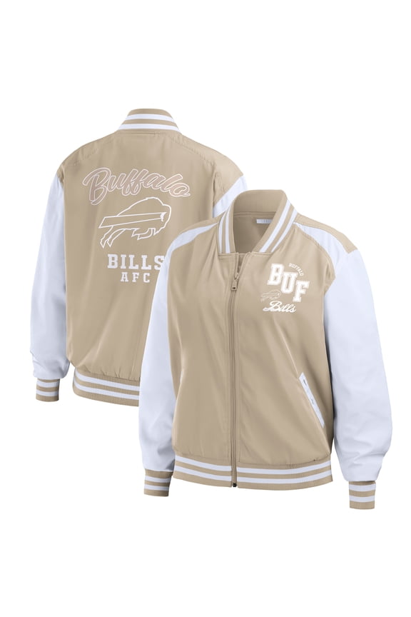 Women's WEAR by Erin Andrews Tan Buffalo Bills Tonal Full-Zip Bomber Jacket