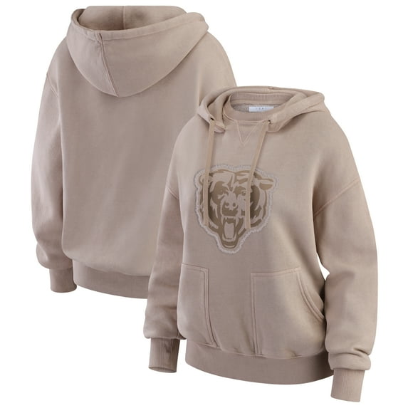 Women's WEAR by Erin Andrews Tan Chicago Bears Washed Pullover Crewdie
