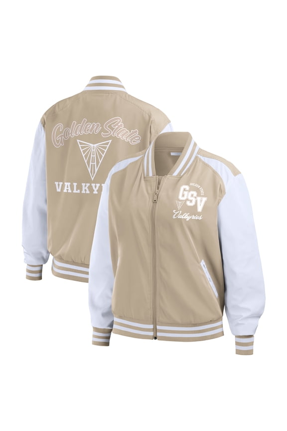 Women's WEAR by Erin Andrews Tan Golden State Valkyries Tonal Full-Zip Bomber Jacket