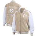 thumbnail image 1 of Women's WEAR by Erin Andrews Tan Pittsburgh Steelers Tonal Full-Zip Bomber Jacket, 1 of 5