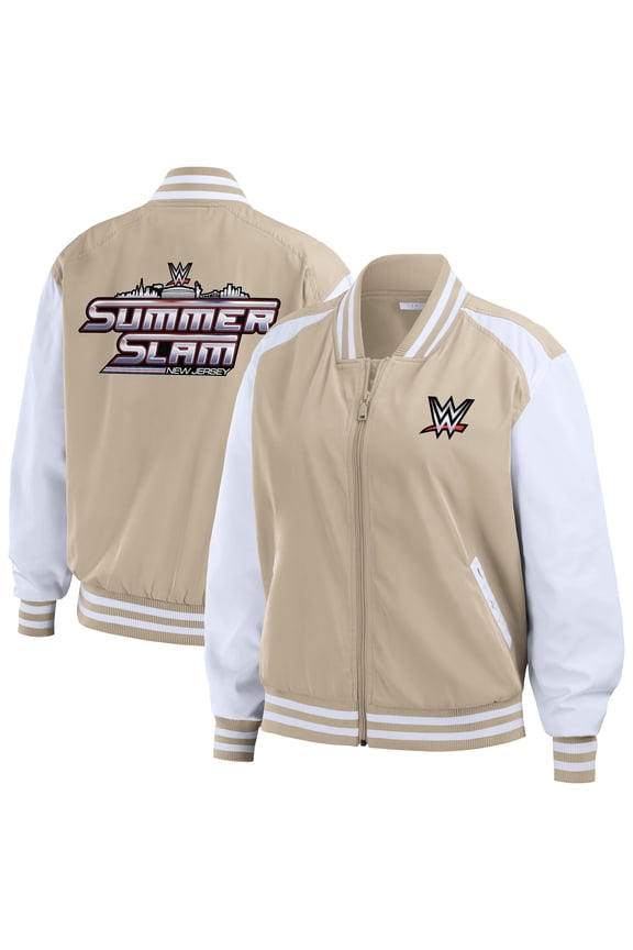 Women's WEAR by Erin Andrews Tan SummerSlam 2025 Tonal Full-Zip Bomber Jacket