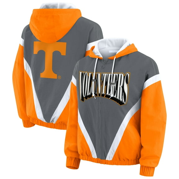 Women's WEAR by Erin Andrews Tennessee Orange/Gray Tennessee Volunteers Colorblock Full-Zip Hoodie Windbreaker Jacket