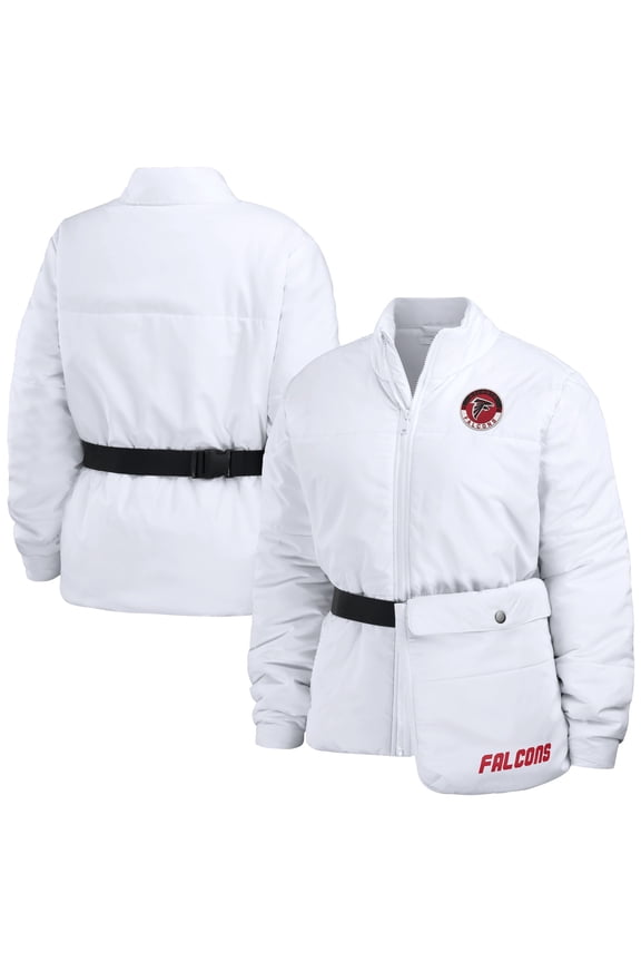 Women's WEAR by Erin Andrews  White Atlanta Falcons Packaway Full-Zip Puffer Jacket