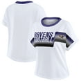 thumbnail image 1 of Women's WEAR by Erin Andrews White Baltimore Ravens Cropped Center Stripe Dolman T-Shirt, 1 of 6