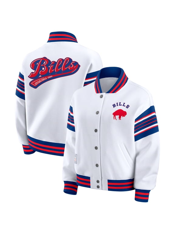 Women's WEAR by Erin Andrews White Buffalo Bills Plus Size Full-Snap Fleece Sweatshirt Jacket