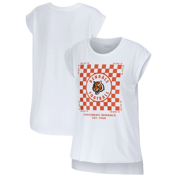 Women's WEAR by Erin Andrews White Cincinnati Bengals Checker Muscle Tank Top