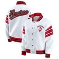 thumbnail image 1 of Women's WEAR by Erin Andrews White/Crimson Indiana Hoosiers Satin Stitch Full-Snap Fleece Sweatshirt Jacket, 1 of 6