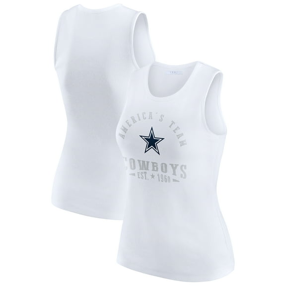 Women's WEAR by Erin Andrews  White Dallas Cowboys Ribbed Graphic Tank Top