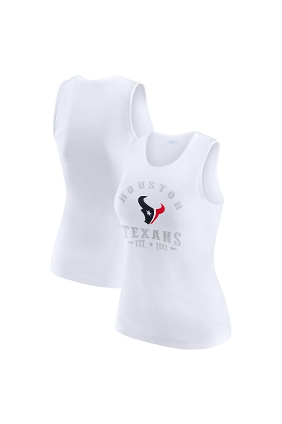 Women's WEAR by Erin Andrews White Houston Texans Ribbed Graphic Tank Top