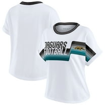 Women's WEAR by Erin Andrews White Jacksonville Jaguars Cropped Center Stripe Dolman T-Shirt