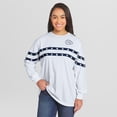 thumbnail image 1 of Women's WEAR by Erin Andrews  White Kansas City Chiefs Americana Stripe Long Sleeve T-Shirt, 1 of 4