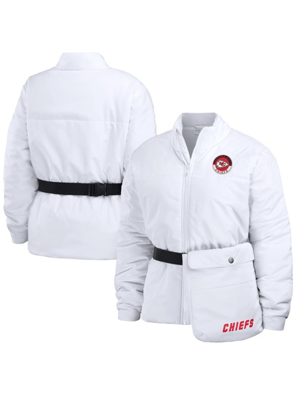 Women's WEAR by Erin Andrews White Kansas City Chiefs Packaway Full-Zip Puffer Jacket